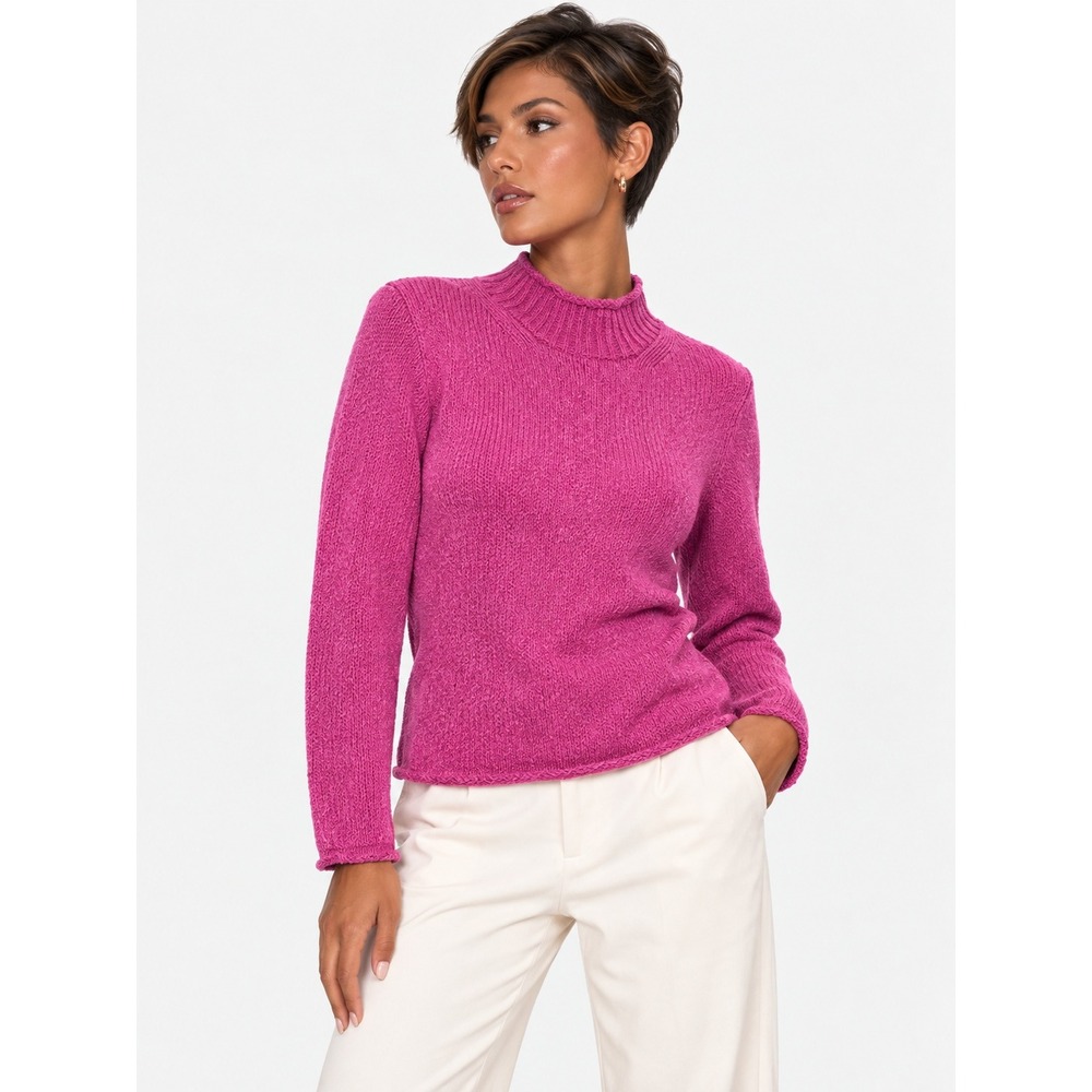 J.Crew Womens Pink Chunky Cotton Blend Mock Neck Sweater L